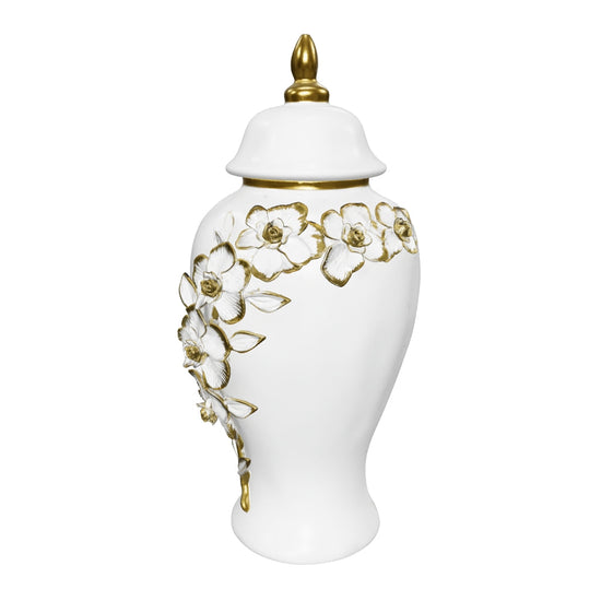 Golden Petal Decorative Jar