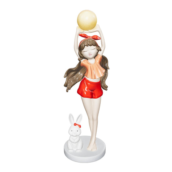 Red Bunny Glow Girl Lamp