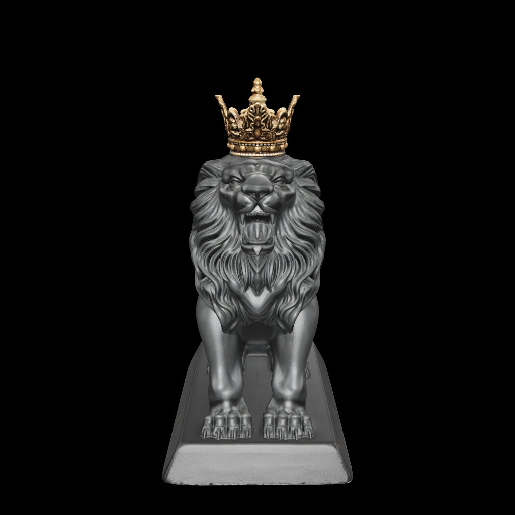Majestic lion decor object for shelf and console styling