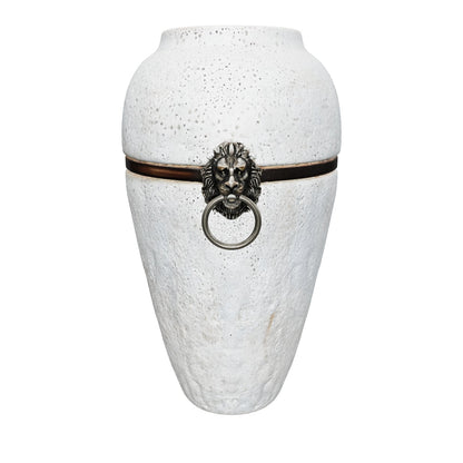 Stone White Lion Ring Ceramic Jar Vase