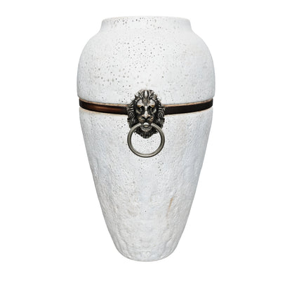 Stone White Lion Ring Ceramic Jar Vase