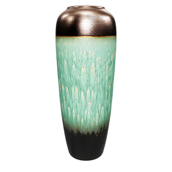 Teal Gold Ceramic Floor Vase