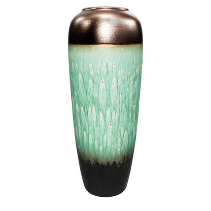 Teal Gold Ceramic Floor Vase