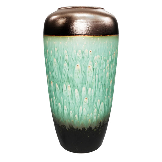 Teal Gold Ceramic Floor Vase