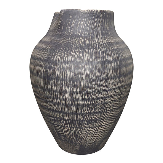 Textured Charcoal Ceramic Vase