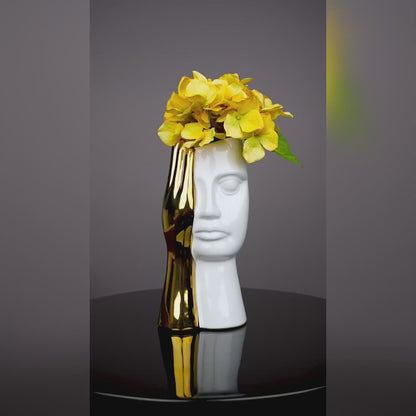 Auric Elegance Ceramic Vase - White (1 piece)