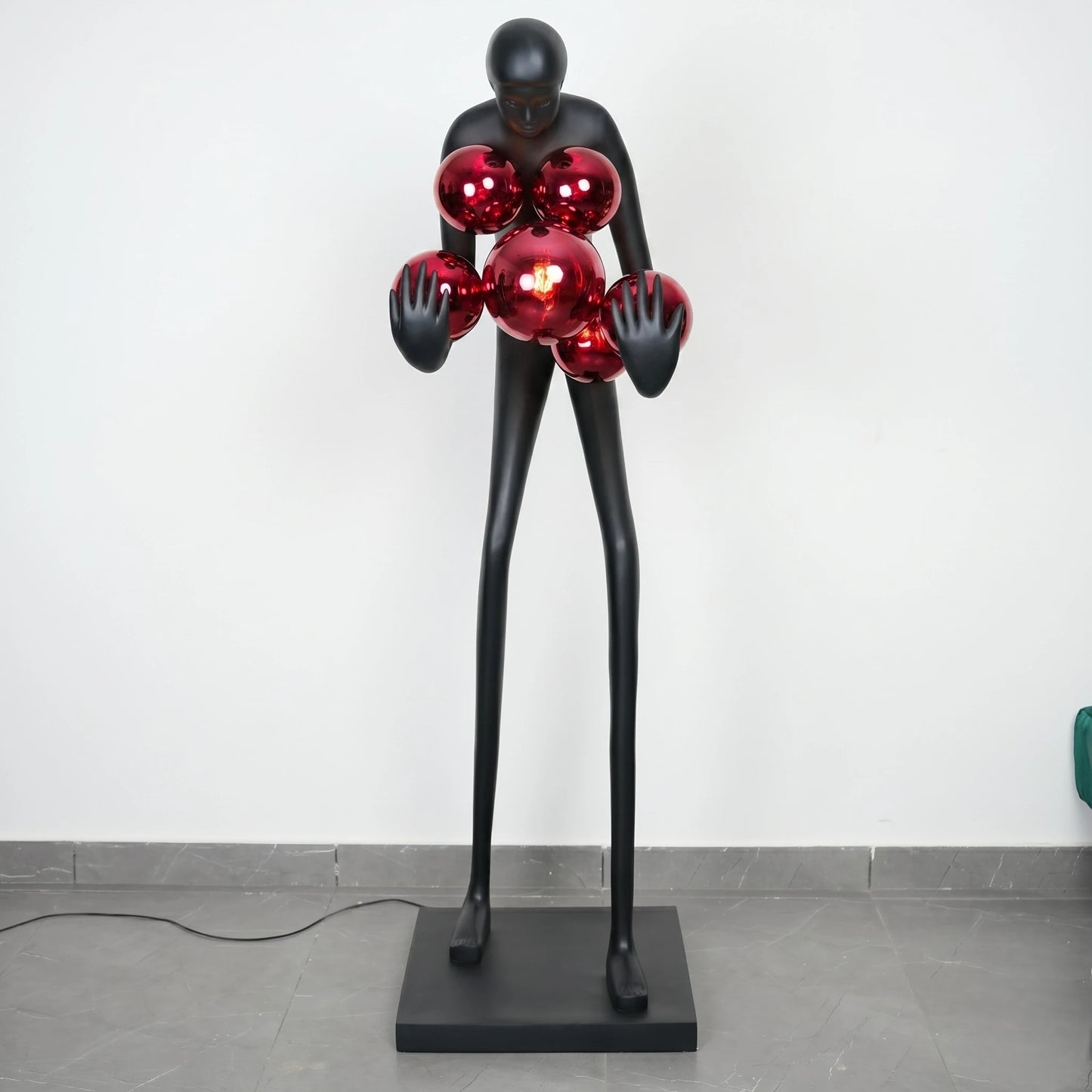 Glow figure lamp, red globes, head-on shot
