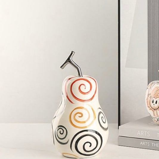 Swirling Elegance: Ceramic Pear Sculpture